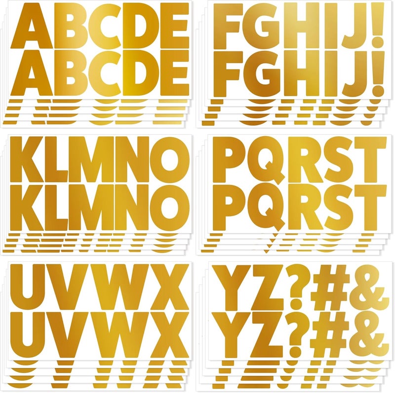 Timenued 30 Sheets Gold Letter Stickers 300 Pcs Large Bulletin Board Letters Set for Classroom Decor,Vinyl Self Adhesive Alphabet ABC Stickers for Poster Board Mailbox Craft Home Door Wall Decor(2.5 Inch,Gold) - Image 1